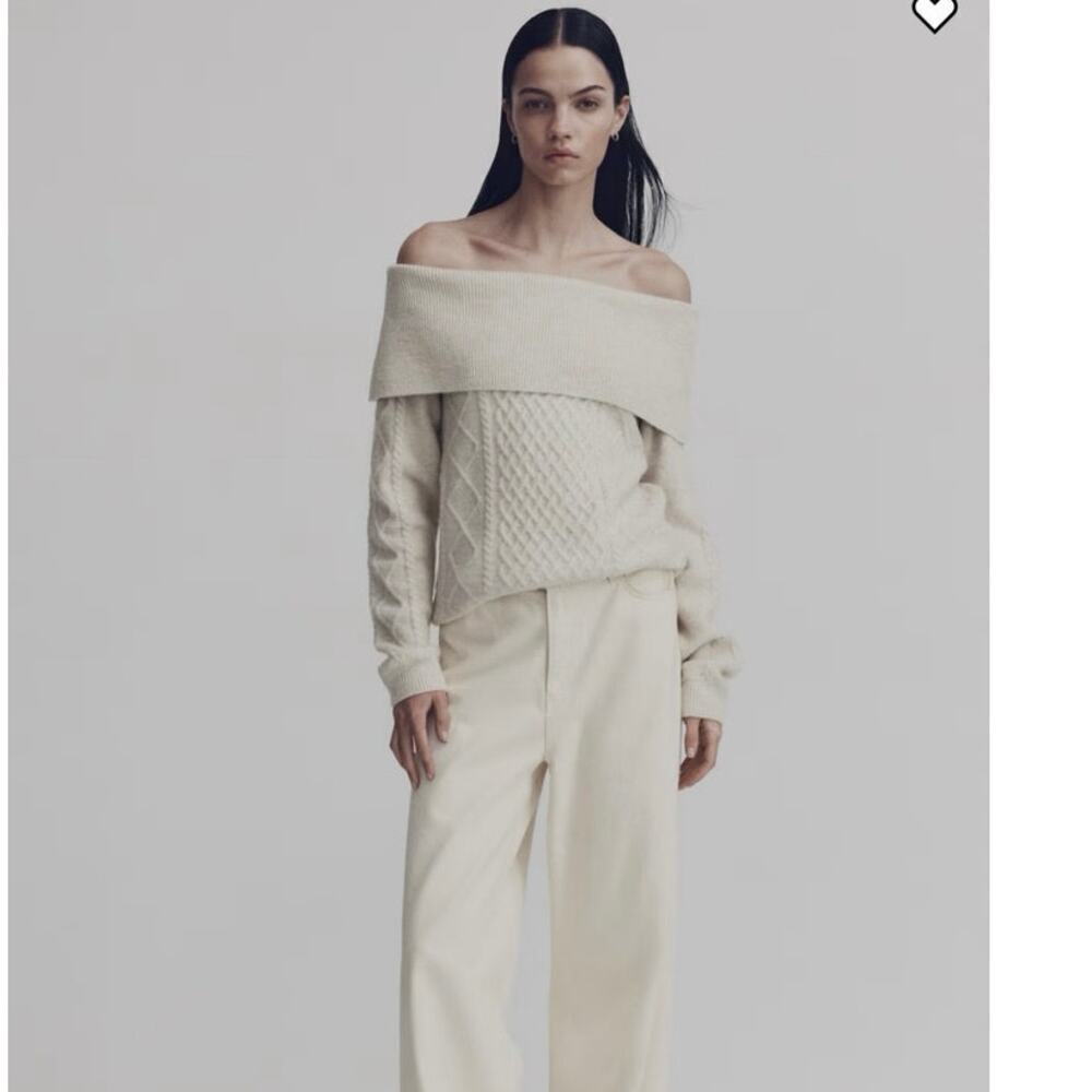 H&M women off the shoulder cable knit sweater sz xs